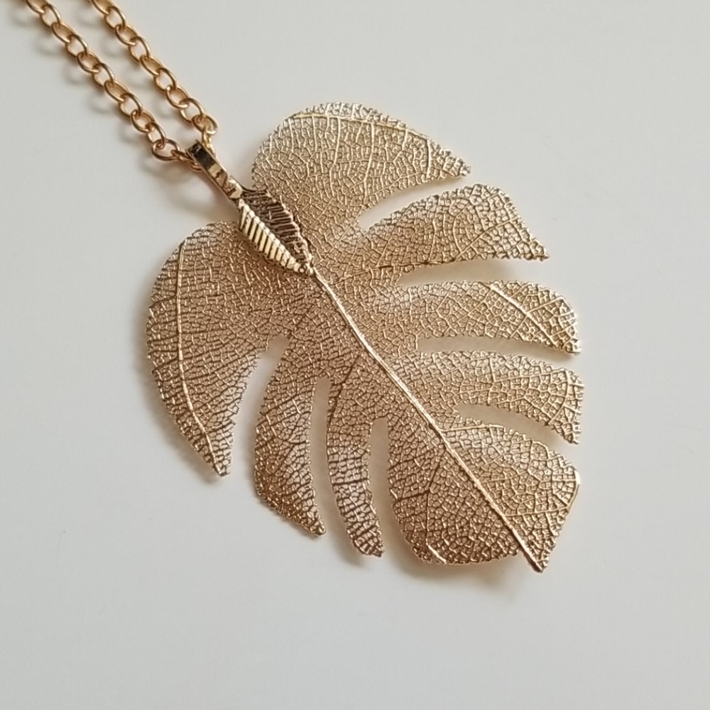 Golden Monstera Necklace